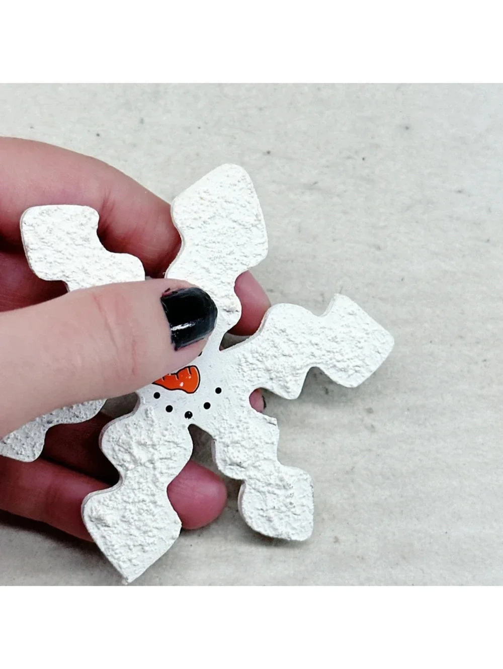 370u. Handmade Wood Snowman Brooch